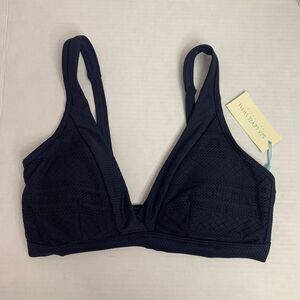 Sea Level Amazing Lace Cross Front Swim Bra Bikini Top Seafoam navy Size 8 US